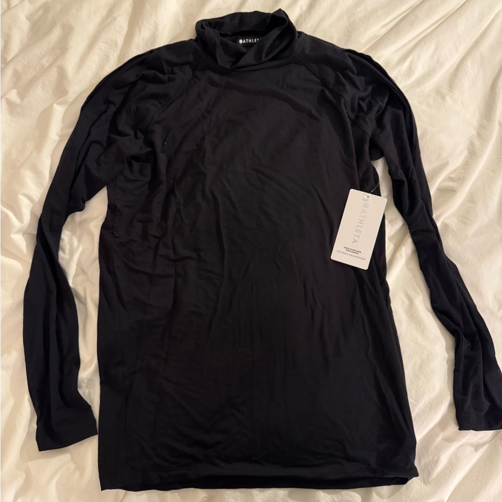 Athleta Black Cold Shoulder Turtleneck